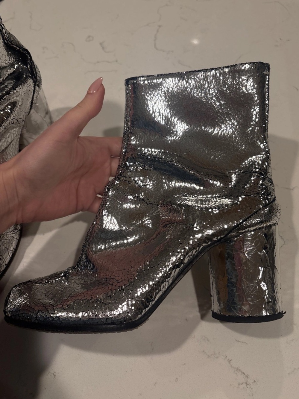 Margiela leather silver crackle tabi boots size 39 - Picture 8 of 13